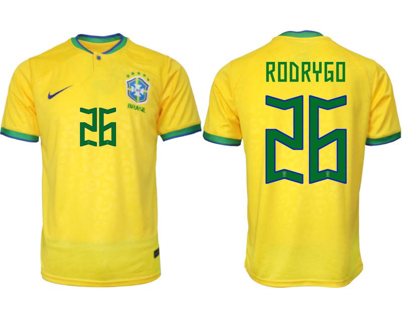 Men 2022 World Cup National Team Brazil home aaa version yellow #26 Soccer Jersey